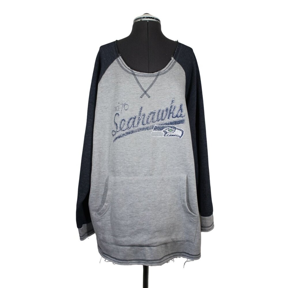 NFL Seattle Seahawks women's scoop neck raw hem French terry pullover sweatshirt